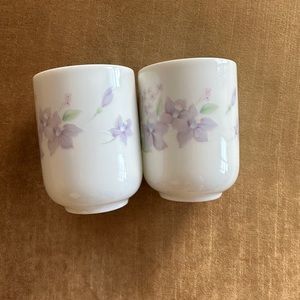 Amazing fine china Japan green tea cups Vintage finest porcelain Florals detail